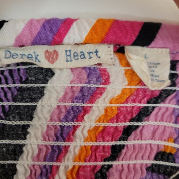 Derek Heart Y2K Strapless A-Line Mini Dress Multicolor Pink Geometric Large - Picture 5 of 9